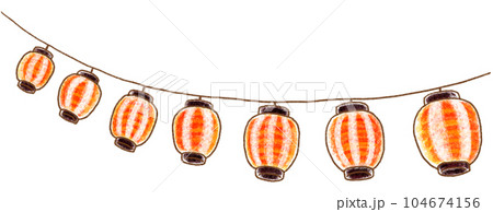 提灯ガーランド_両開き_紅白シマシマ提灯 提灯ガーランド_両開き_紅白シマシマ提灯 104674156