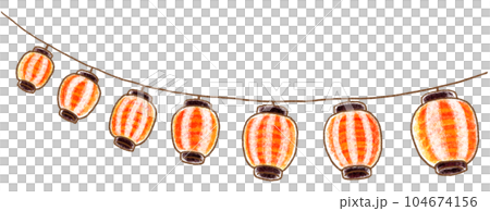 提灯ガーランド_両開き_紅白シマシマ提灯 提灯ガーランド_両開き_紅白シマシマ提灯 104674156