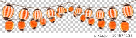 Lantern Garland_Double Opening_Red and White Striped Lantern Lantern Garland_Double Opening_Red and White Striped Lantern 104674158