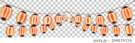 Lantern Garland_Double Opening_Red and White Striped Lantern 104674159