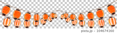 Lantern Garland_Double Opening_Red and White Striped Lantern Lantern Garland_Double Opening_Red and White Striped Lantern 104674160