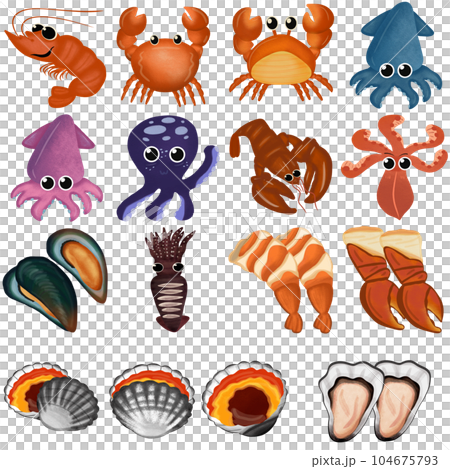 collection of seafood icons 104675793
