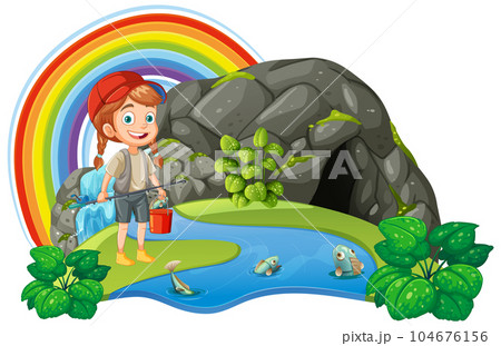 Fisherman fishing in nature Fisherman fishing in nature 104676156