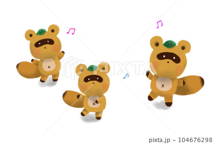 たぬきのダンスのイラスト	 104676298