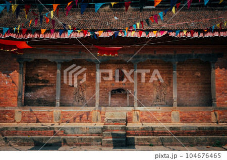 A landscape around Changu Narayan, a historic Hindu temple, is situated atop a tall hill in the Changunarayan Municipality of Bhaktapur, Kathmandu Valley, Nepal. 104676465