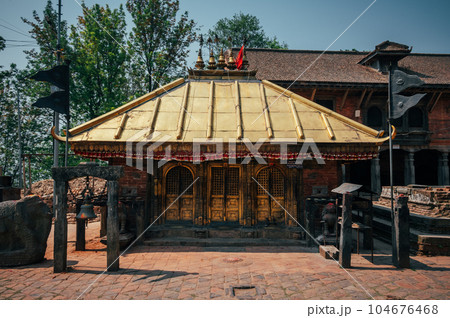 A landscape around Changu Narayan, a historic Hindu temple, is situated atop a tall hill in the Changunarayan Municipality of Bhaktapur, Kathmandu Valley, Nepal. 104676468