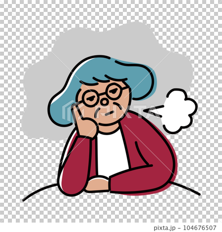 日々に充実感がなく憂鬱な高齢女性のイラスト 104676507