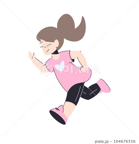 Playful Little Girl Running Enjoying Summer Vector Illustration Playful Little Girl Running Enjoying Summer Vector Illustration 104676556