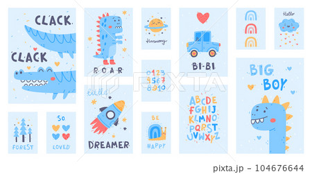 Cute Kids Poster and Nursery Print Design Vector Set Cute Kids Poster and Nursery Print Design Vector Set 104676644