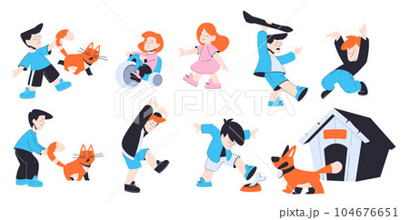 Naughty and Mischievous Little Children Vector Set Naughty and Mischievous Little Children Vector Set 104676651