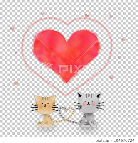 心形貓插畫 心形貓插畫 104676724