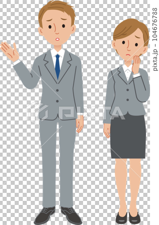 悩んでいるビジネスパーソン（男女） 104676788