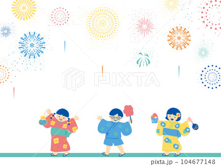 花火大会を楽しむ子供たち 花火大会を楽しむ子供たち 104677148