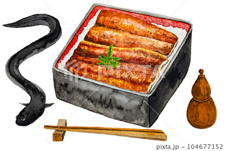 うな重の手描き水彩イラスト 104677152