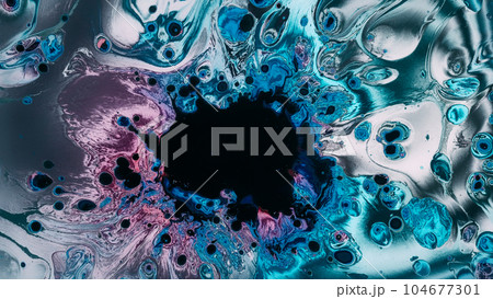 Water stains. Color oil splash. Blue pink green wet spots floating dirty splatters paint spreading liquid flowing abstract illustration. Water stains. Color oil splash. Blue pink green wet spots floating dirty splatters paint spreading liquid flowing abstract illustration. 104677301
