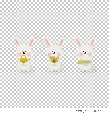 三個兔子宮女插畫 104677385