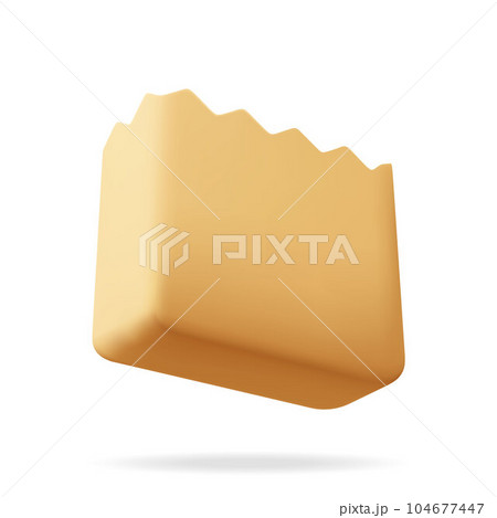 3D Brown Paper Bag Isolated on White. 104677447