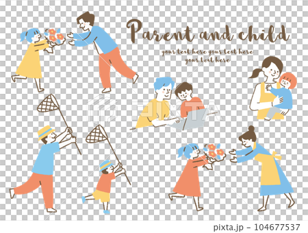 A set of parents and children who get along well _ color 104677537