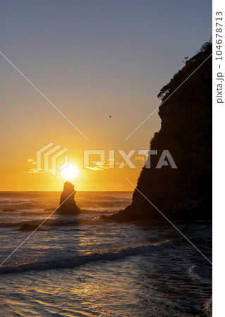 二見ヶ浦　朝日と海鵜 104678713