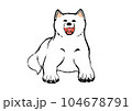 嬉しそうな秋田犬　白 104678791
