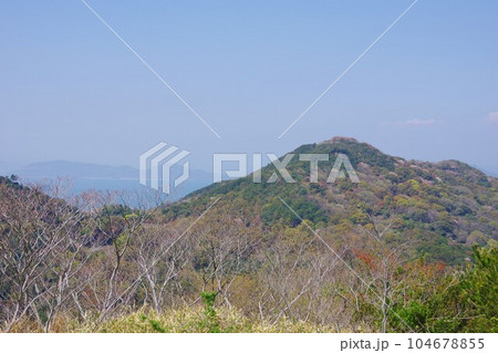香川県高松市　あじ竜王山公園から遠見山・女木島方面を望む 104678855