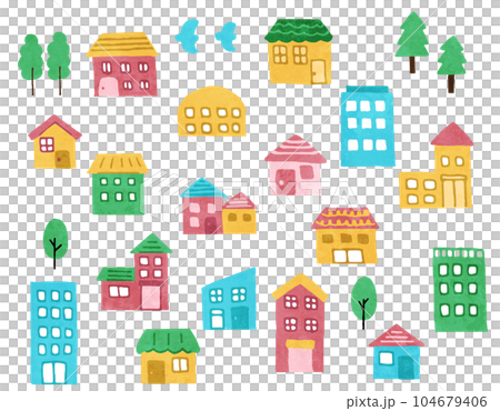 Simple and cute house icon illustration set Simple and cute house icon illustration set 104679406