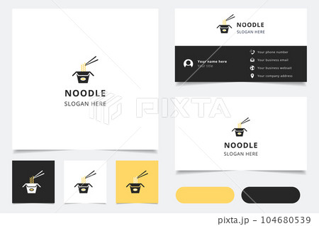 Noodle logo design with editable slogan. Branding book and business card template. Noodle logo design with editable slogan. Branding book and business card template. 104680539