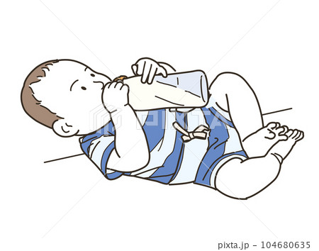 哺乳瓶でミルクを飲む赤ん坊 104680635