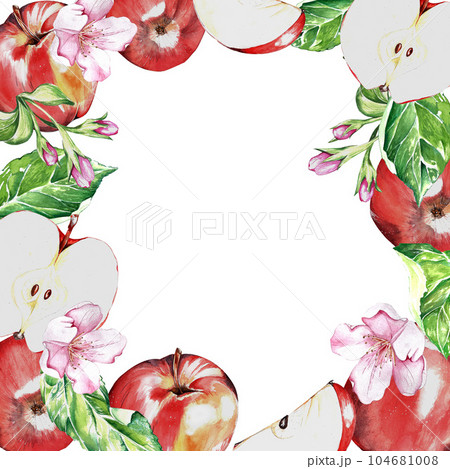 watercolor set. a red, juicy, ripe apple. for the design of postcards, packages watercolor set. a red, juicy, ripe apple. for the design of postcards, packages 104681008