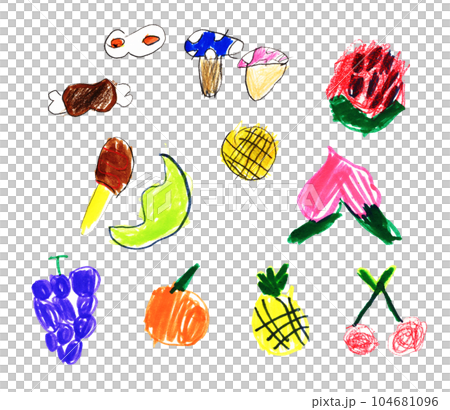 兒童畫水果水果食品蘑菇煎雞蛋 104681096