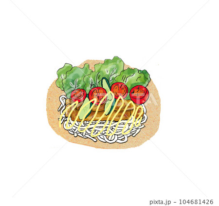 手描きのサラダうどん 手描きのサラダうどん 104681426