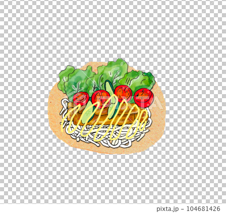 手描きのサラダうどん 手描きのサラダうどん 104681426