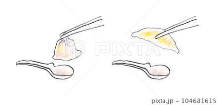 手描きの中華料理　蒸し餃子　小籠包 104681615