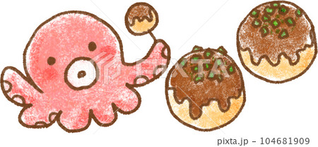 たこ焼きを持ったタコ 104681909