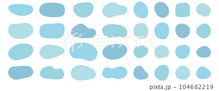 ゆるいフレームセット　抽象的　シェイプ かわいい　流動体　青　水色　 ベクター 104682219