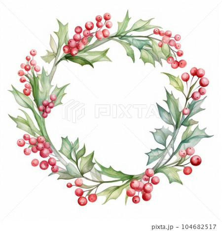 Watercolor Christmas winter background. Illustration AI Generative 104682517