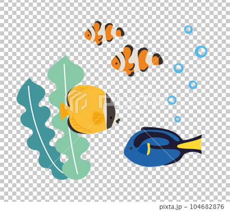 夏季海可愛魚矢量插圖集 夏季海可愛魚矢量插圖集 104682876
