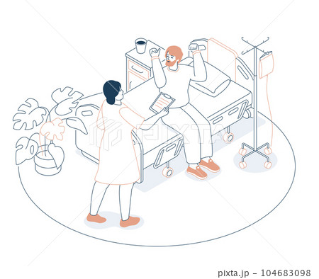 Hospital - modern line design style isometric illustration 104683098
