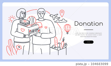 Donation and charity - modern colorful line design style banner 104683099