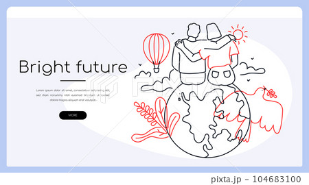 Bright future - modern colorful line design style banner 104683100