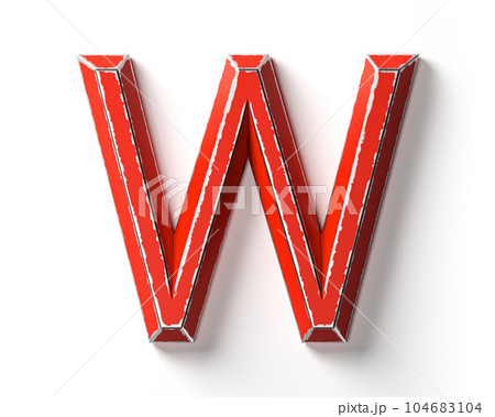 Letters made of red painted metal with scratched borders Letters made of red painted metal with scratched borders 104683104