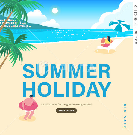 summer holidays vacation and shopping Web Banner. Illustration. summer holidays vacation and shopping Web Banner. Illustration. 104683118