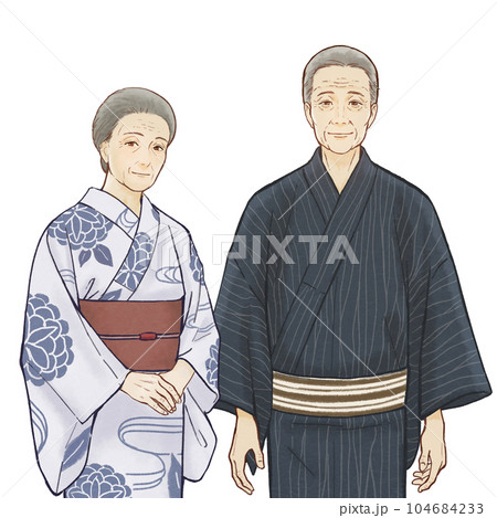 浴衣を着た高齢夫婦 104684233