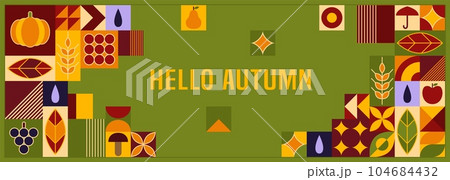 Autumn banner in geometric style. 104684432