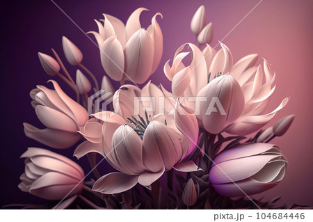 Crocus in a pink background. Generative AI 104684446