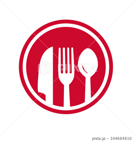 Cook logo, restaurant logo. Spoon, fork, knife and plate 104684810