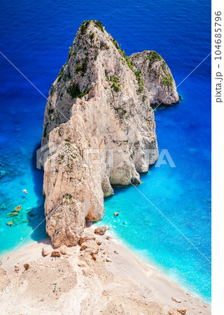 Zakynthos, Greece. Aerial view Myzithres viewpoint, Keri, Greek Islands and Ionian Sea. Zakynthos, Greece. Aerial view Myzithres viewpoint, Keri, Greek Islands and Ionian Sea. 104685796