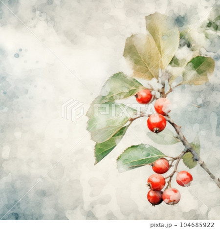 Watercolor Christmas winter background. Illustration AI Generative Watercolor Christmas winter background. Illustration AI Generative 104685922