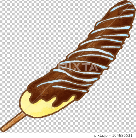 チョコバナナ_チョコ＆ホワイトチョコソースかけ 104686531