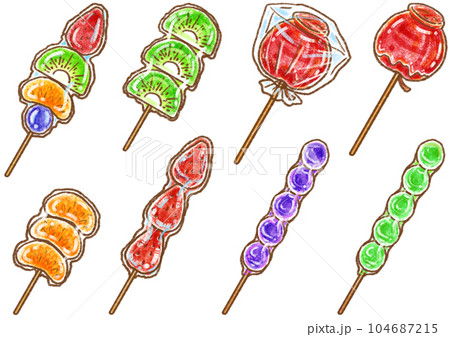 お祭り屋台のフルーツ飴_進化系フルーツ飴_8本 104687215